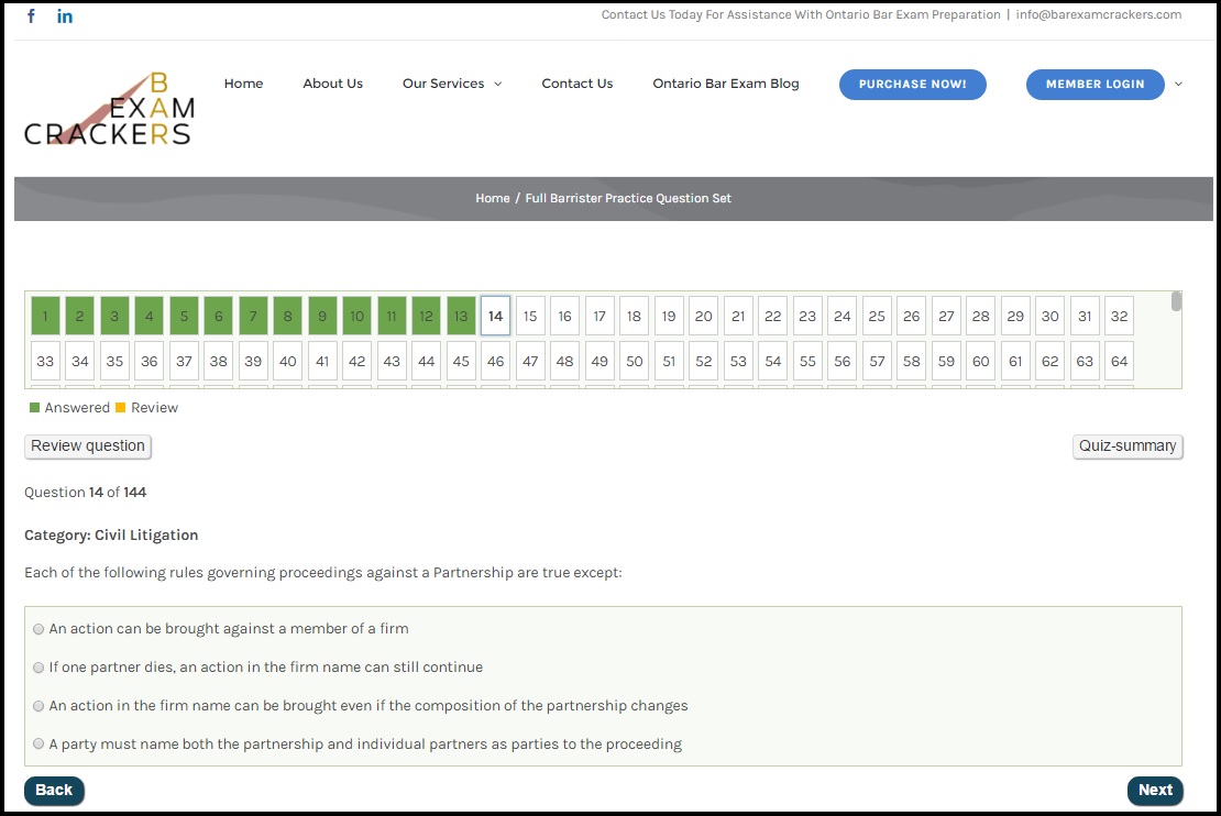 Ontario Bar Exam Practice Questions, Summaries and Tutoring Services